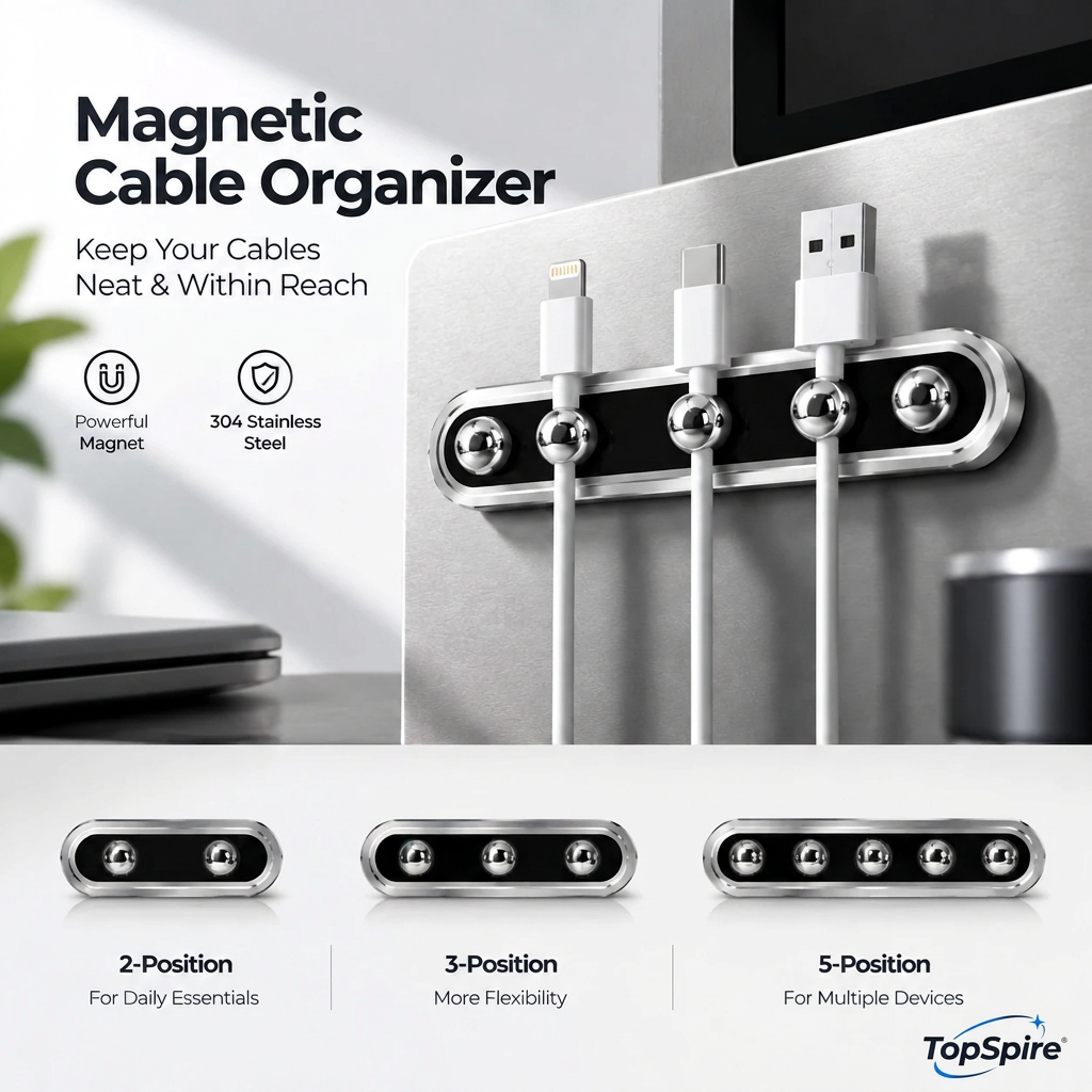 Magnetic Cable Organizer|Adjustable Fit · Magnetic Hold · Premium Finish