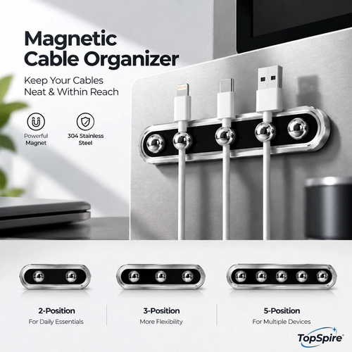 Magnetic Cable Organizer|Adjustable Fit · Magnetic Hold · Premium Finish