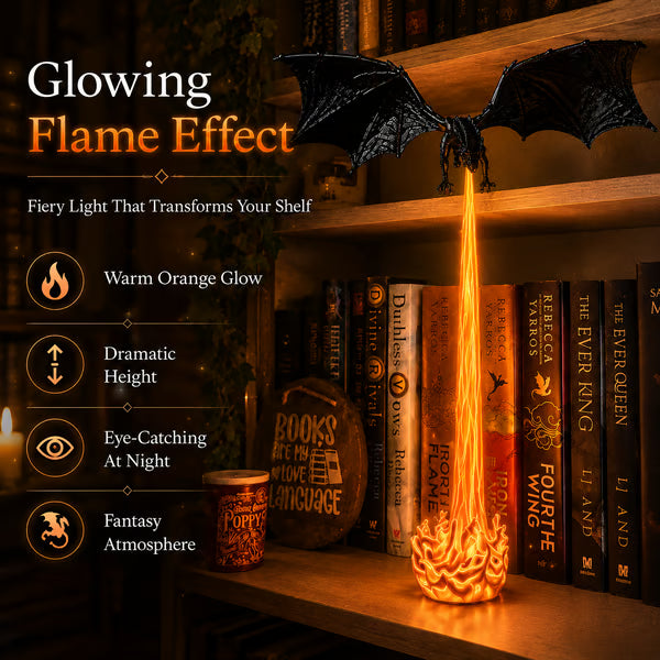 Light-Up Dragon Fire Bookshelf Lamp
