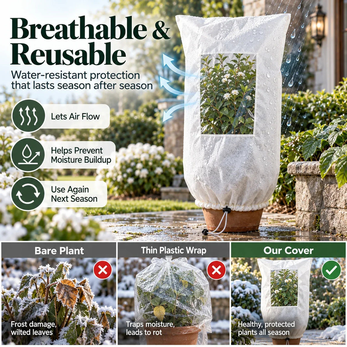 Plant Frost Cover Nonwoven Reusable Warm Shrubs Blanket