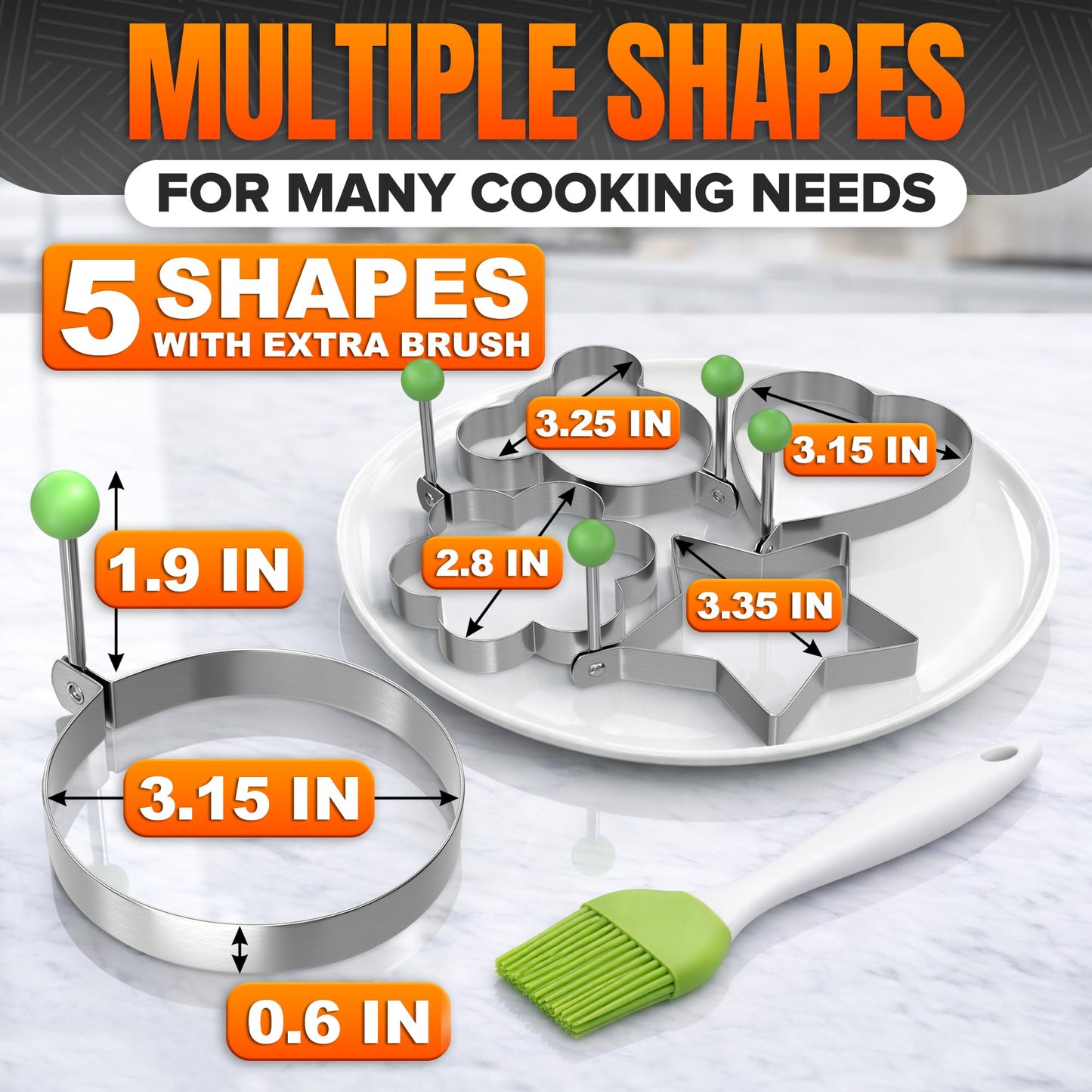 5 Counts Set Fried Egg Rings Molds