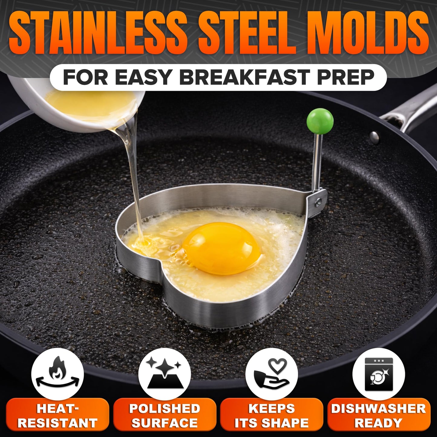 5 Counts Set Fried Egg Rings Molds