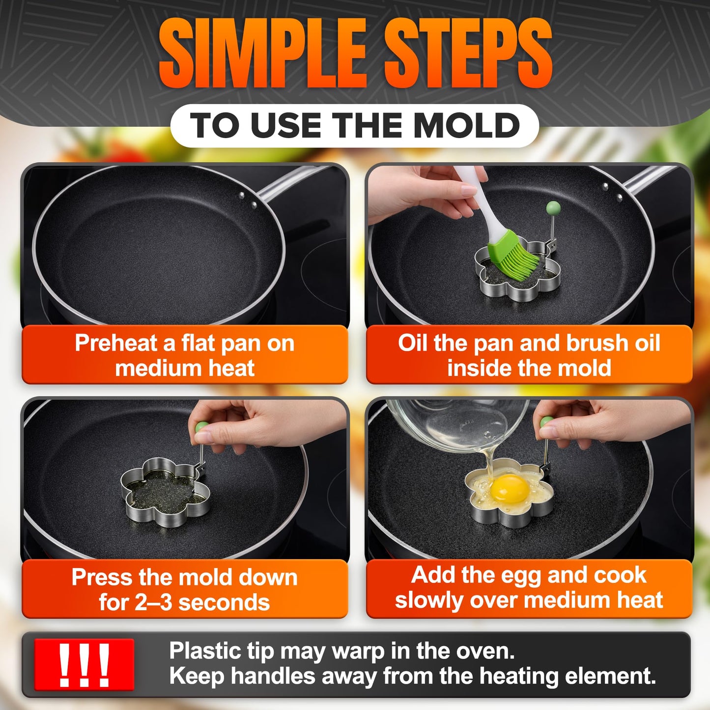 5 Counts Set Fried Egg Rings Molds