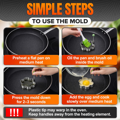 5 Counts Set Fried Egg Rings Molds