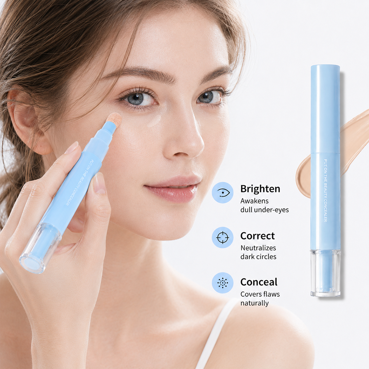Concealer & Foundation mit Doppeleffekt Augen-Concealer – 24 Stunden lang haltbar, hohe Deckkraft, mattes Finish.