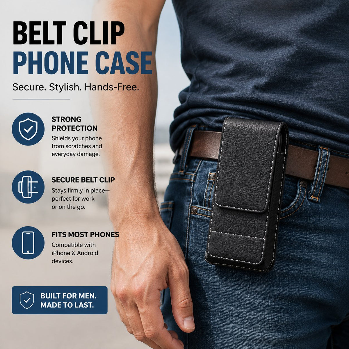 ⚡Big Discount | Waist Belt Cell Phone Pouch 📱 Multi-Pocket Leather Phone Case with Card Holder