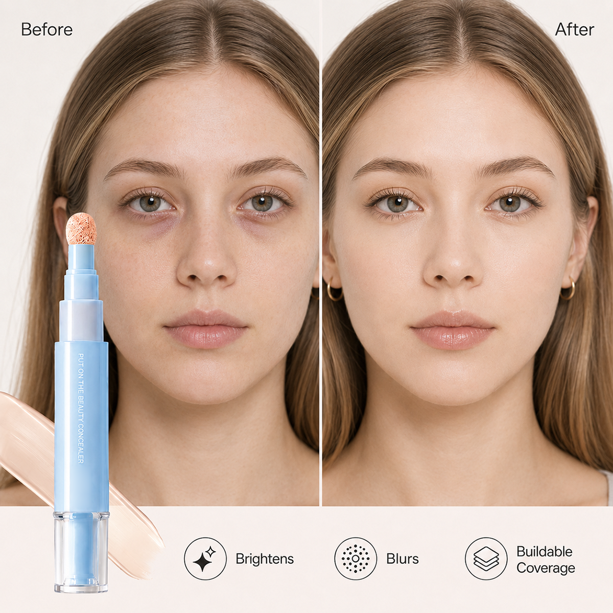Concealer & Foundation mit Doppeleffekt Augen-Concealer – 24 Stunden lang haltbar, hohe Deckkraft, mattes Finish.