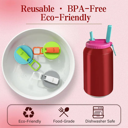 Spill-Proof Soda Lids with Reusable Straws