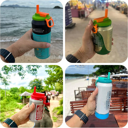 Spill-Proof Soda Lids with Reusable Straws