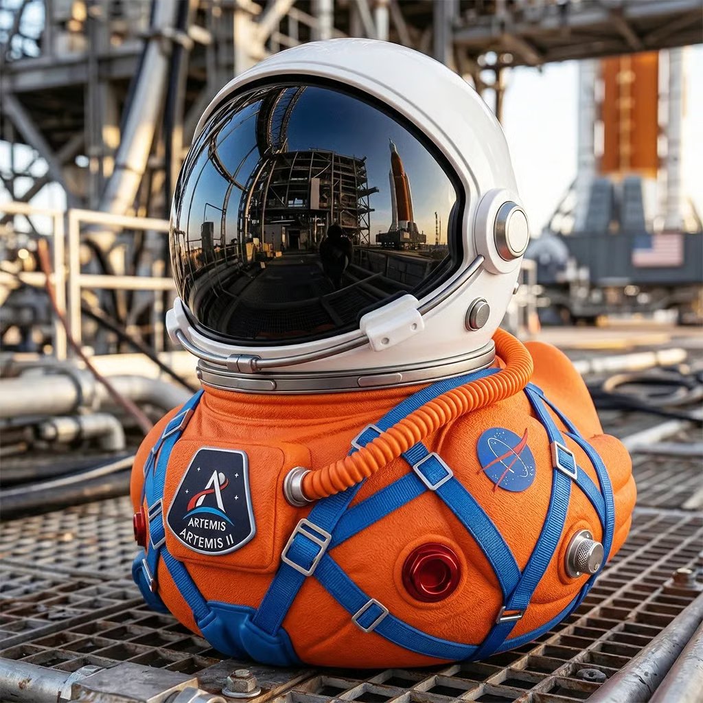 🔥🦆Limited Edition Artemis II Mission Moon Launch Commemorative Astronaut Duck