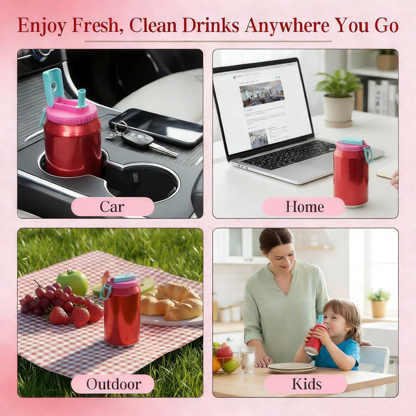 Spill-Proof Soda Lids with Reusable Straws