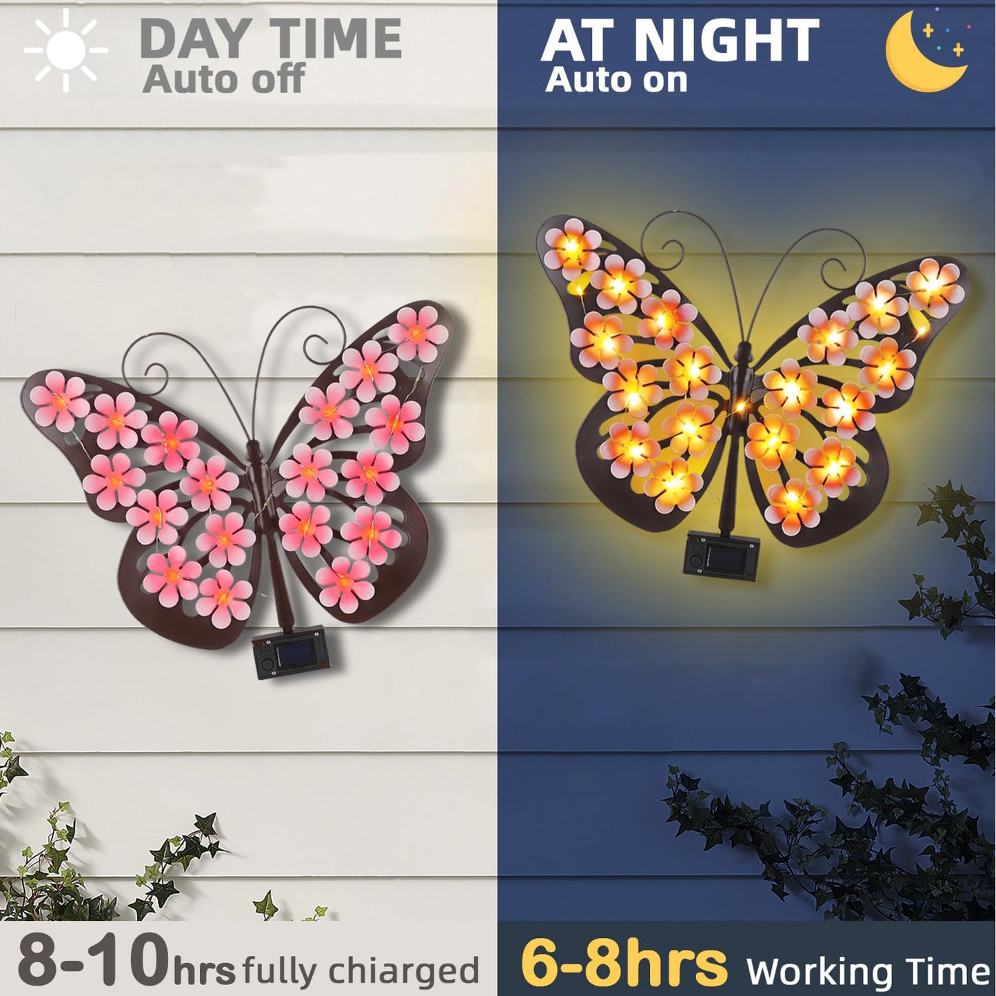 Metal Outdoor Wall Decor With Solar Lights