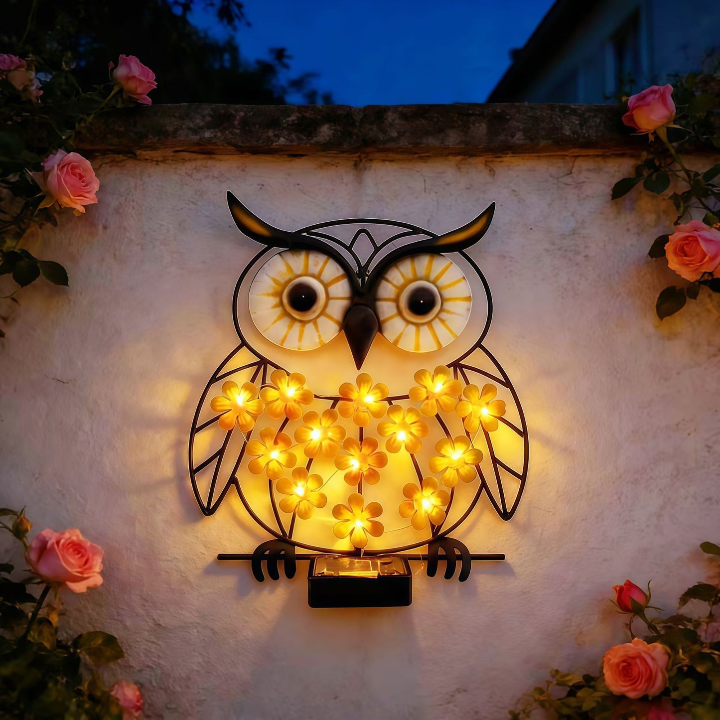 Metal Outdoor Wall Decor With Solar Lights