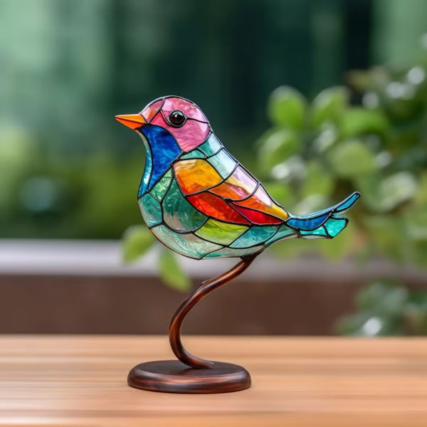 Handmade🌈Colorful Birds on Branch Desktop Ornaments 🕊️