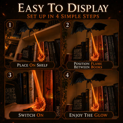 Light-Up Dragon Fire Bookshelf Lamp