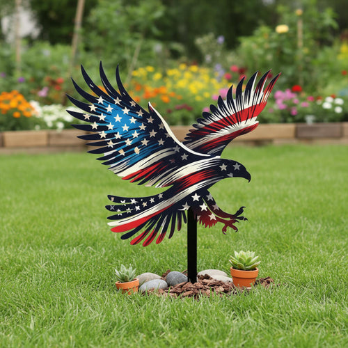 American Flag Eagle Metal Yard Stake