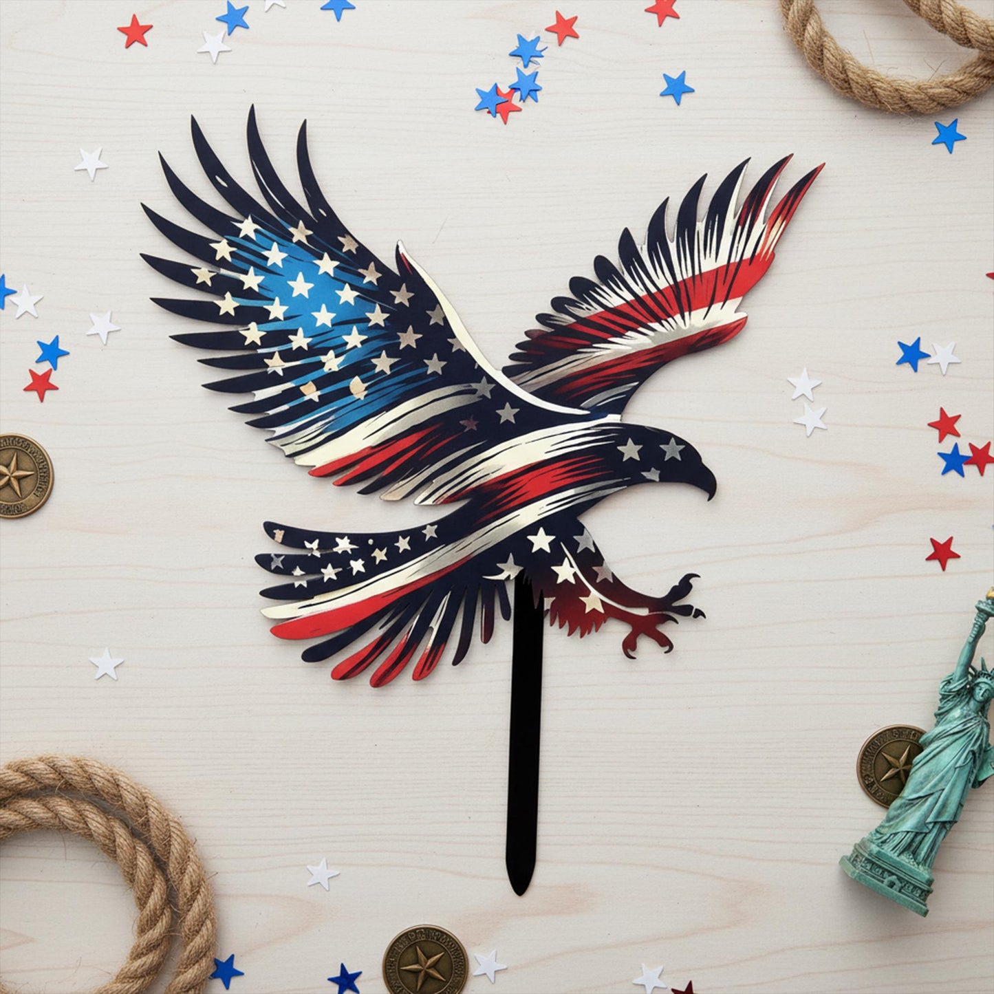 American Flag Eagle Metal Yard Stake