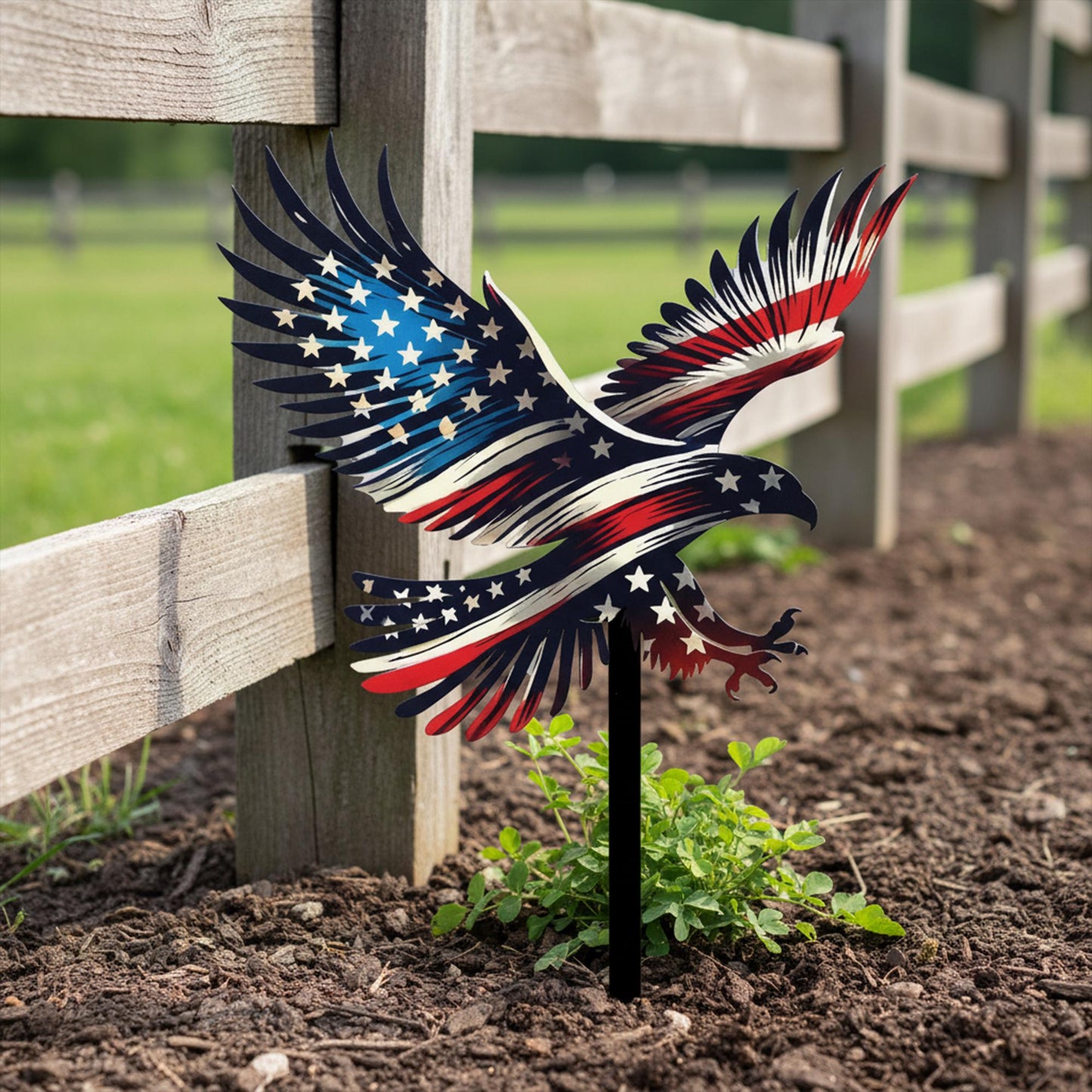 American Flag Eagle Metal Yard Stake