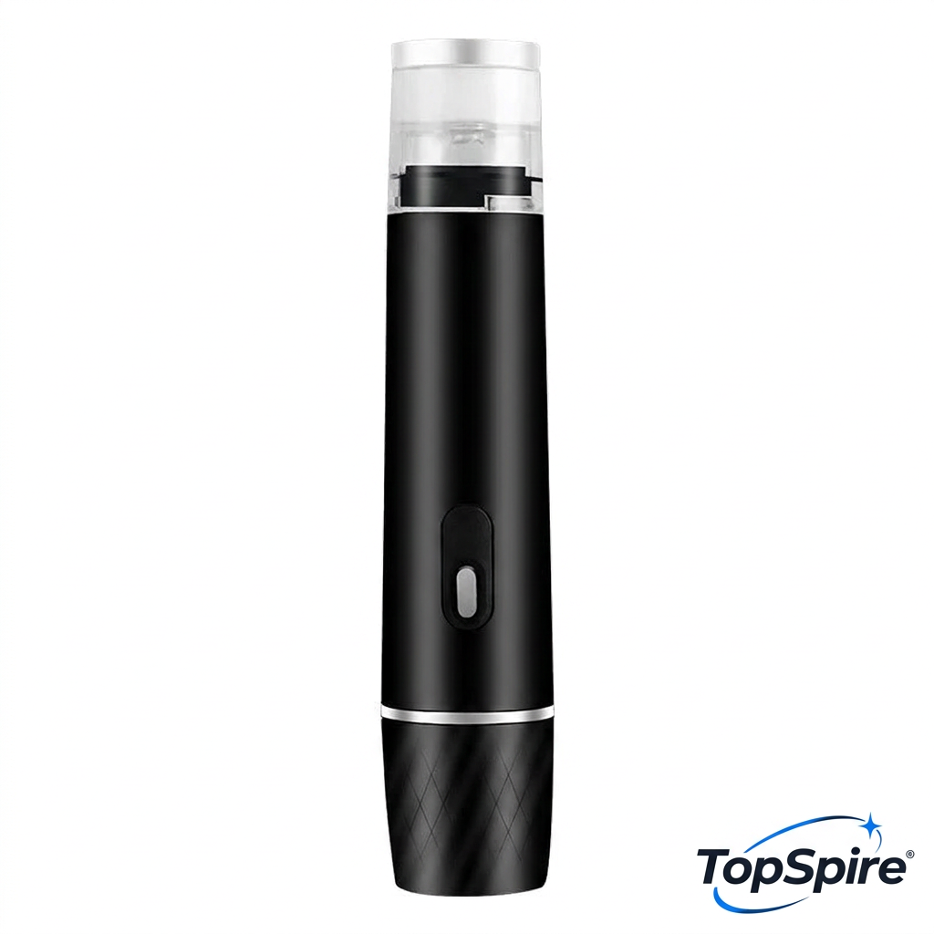 Black handheld vacuum sealer with TopSpire logo