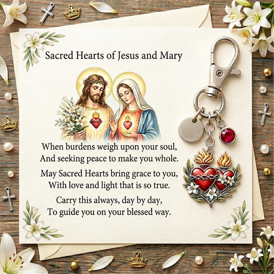 A Little Sacred Hearts of Jesus and Mary for You keychain-A Meaningful Mother’s Day Gift Filled with Love & Comfort
